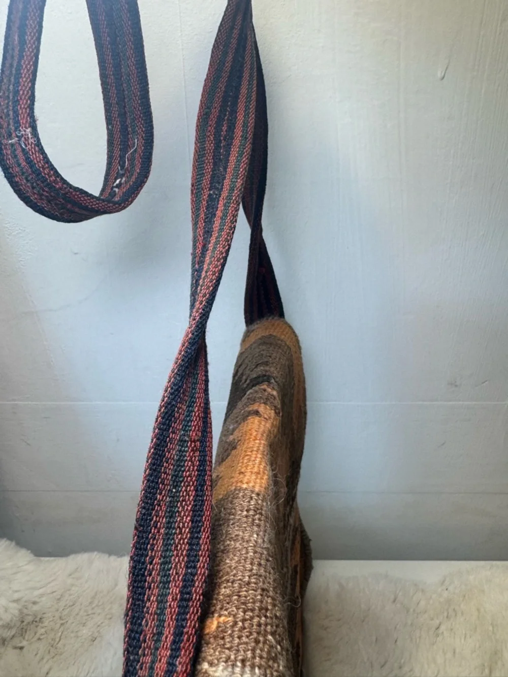 Vintage bohemian southwestern wool crossbody woven bag festival hippy Aztec boho